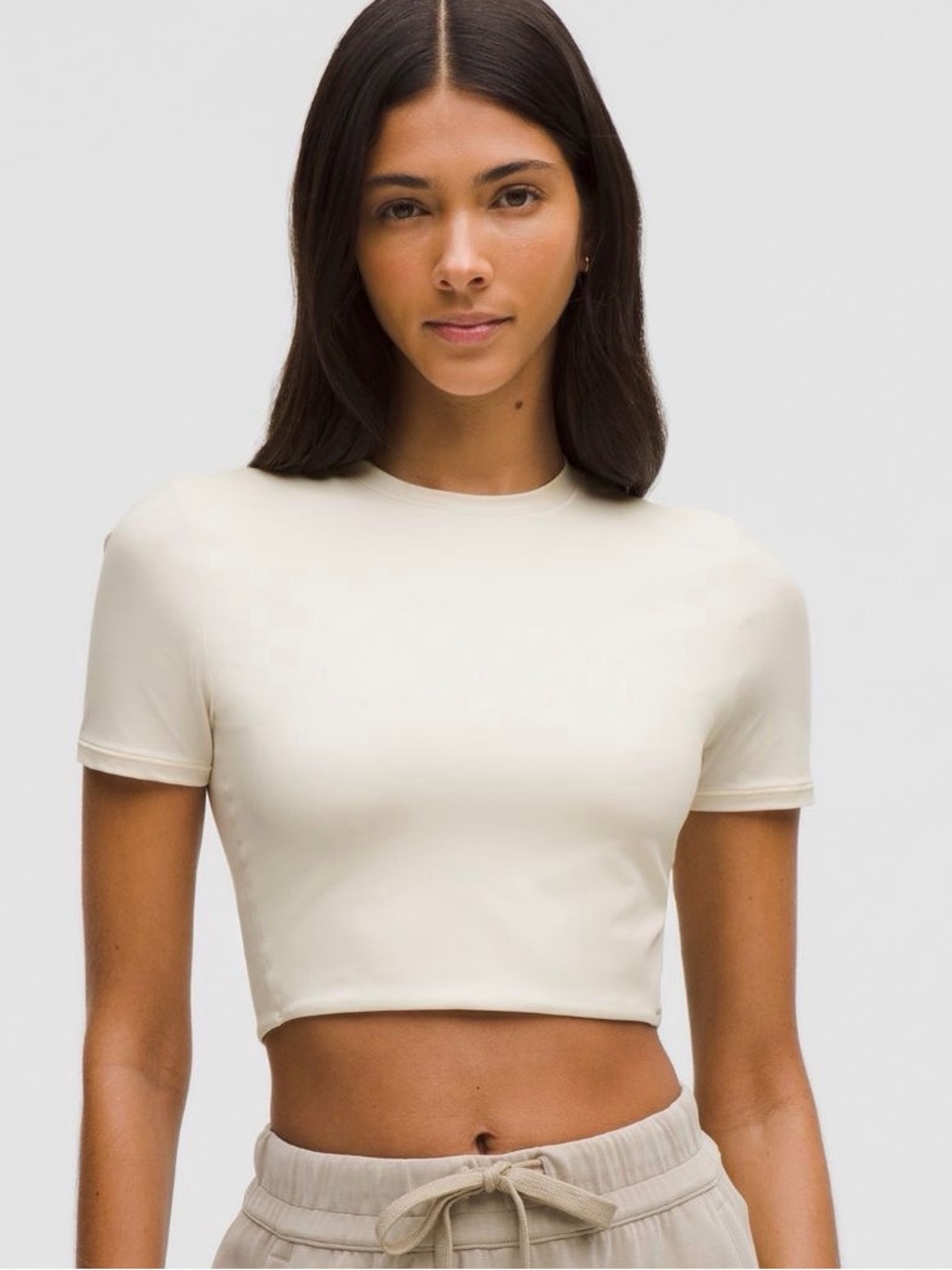 Lululemon White Cropped Short-Sleeve Tee